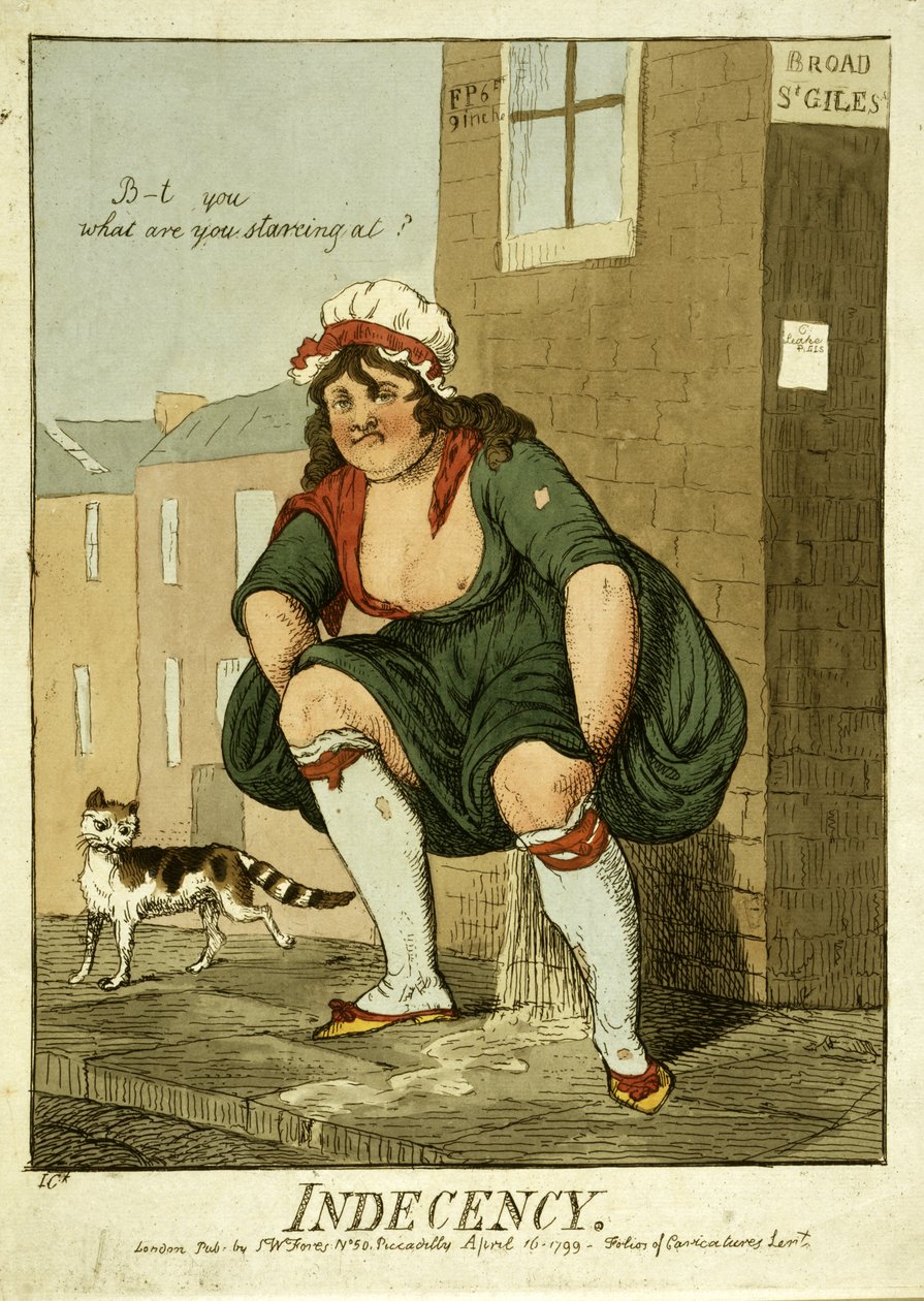Uanstendighet, 1799 (håndfarget gravering) av Isaac Cruikshank