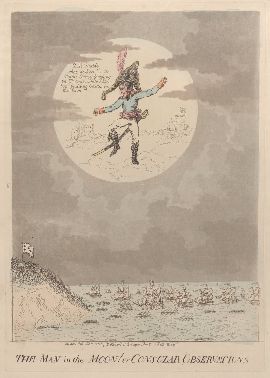 Mannen i månen! eller konsulære observasjoner, september 1803., september 1803. av Isaac Cruikshank