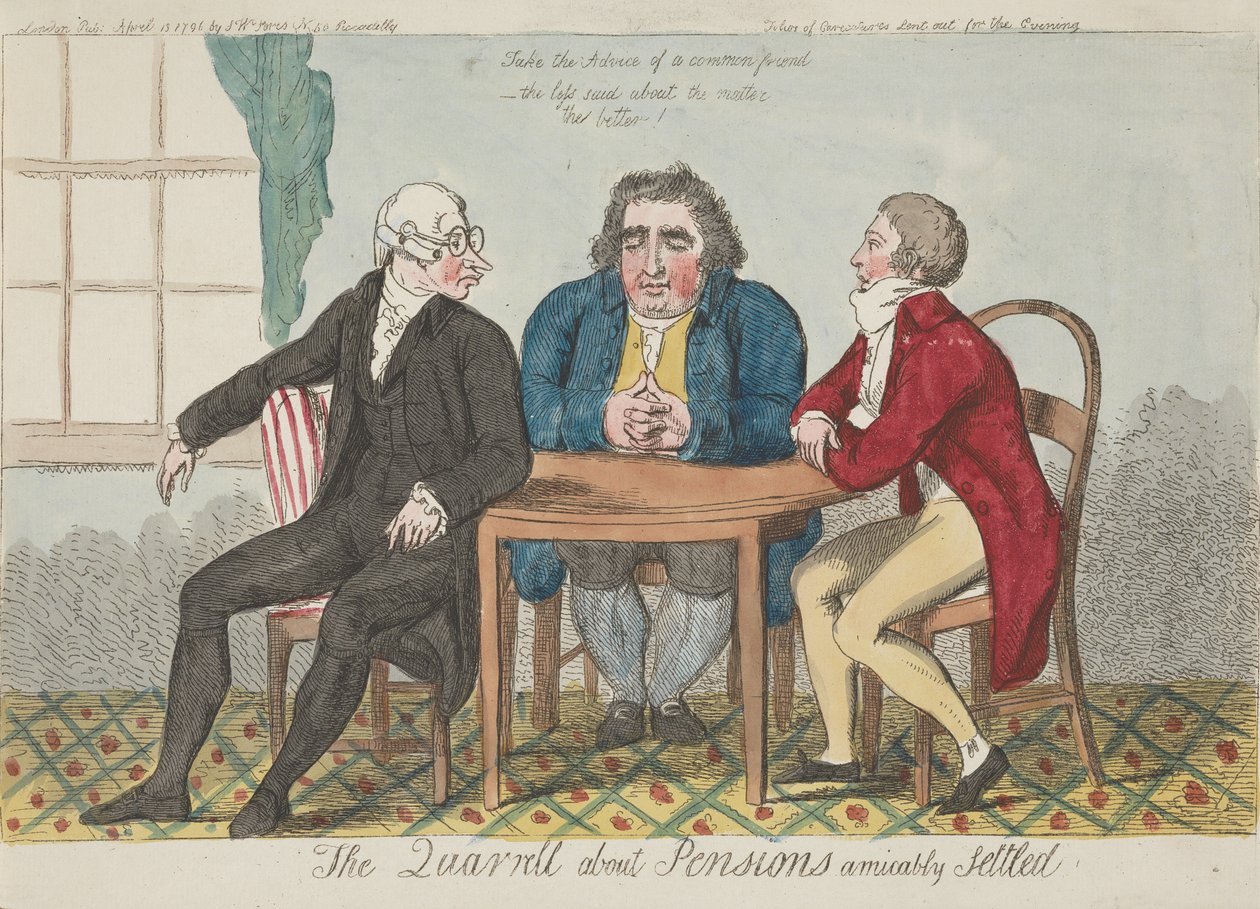 Striden om pensjoner i minnelighet avgjort av Isaac Cruikshank