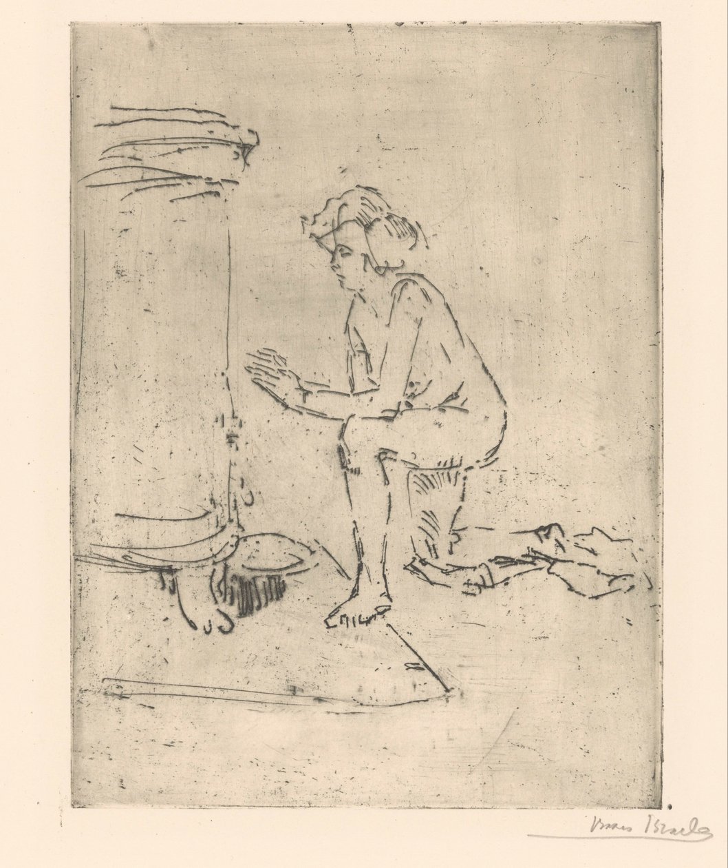 Knestående modell for komfyr av Isaac Israels (signed by artist)