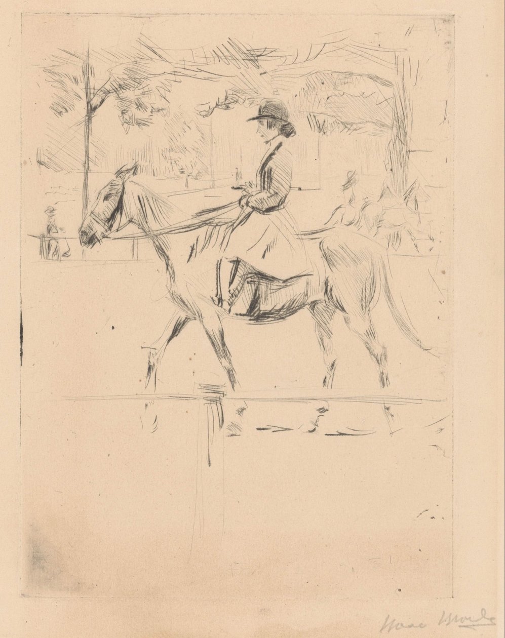Kvinne til hest av Isaac Israels (signed by artist)