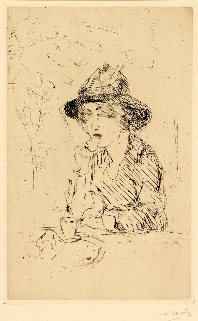 Dame aan ontbijttafel [Dame ved frokostbordet] (etsing) av Isaac Israels