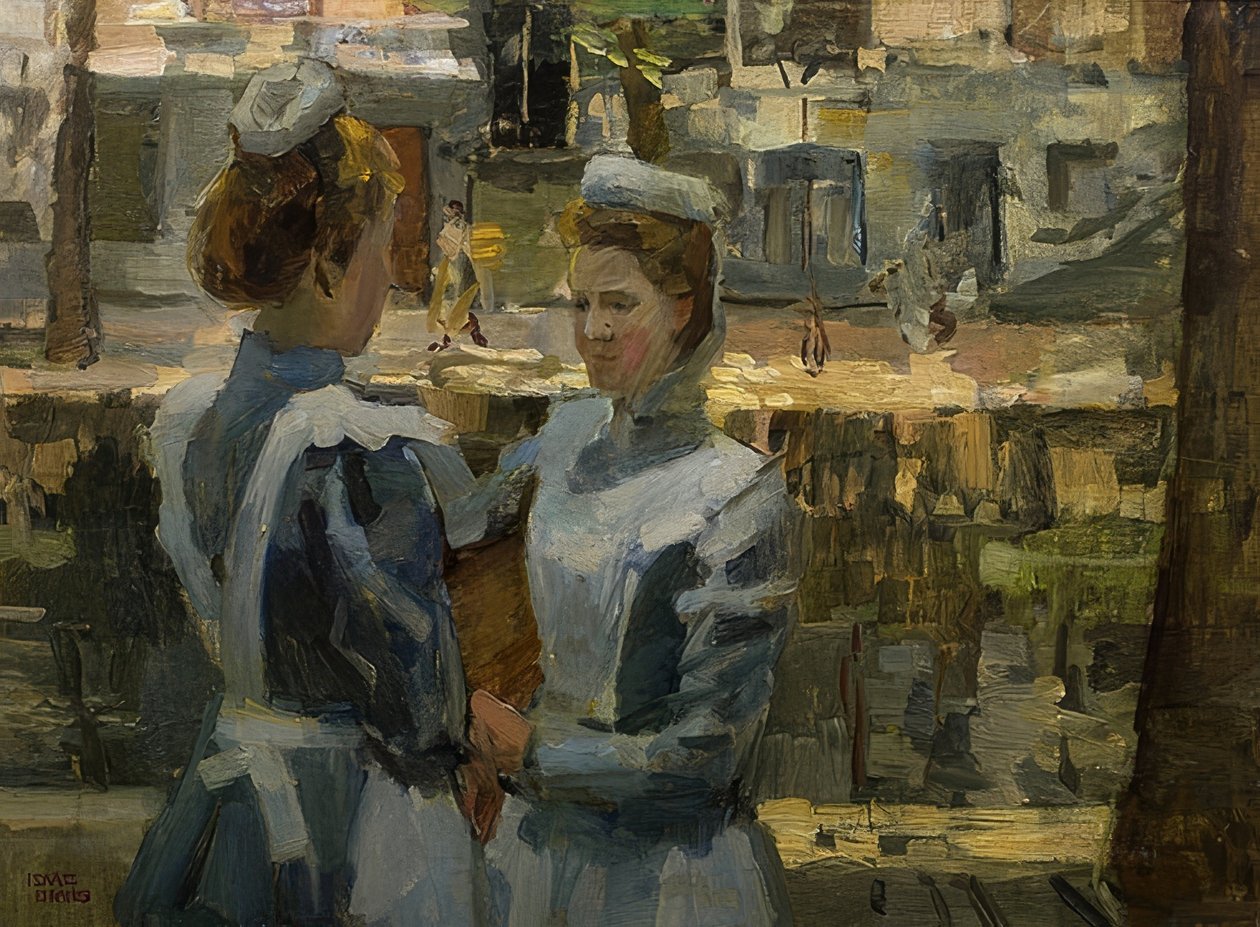 Tjenestepikene på Leidsegracht av Isaac Israels
