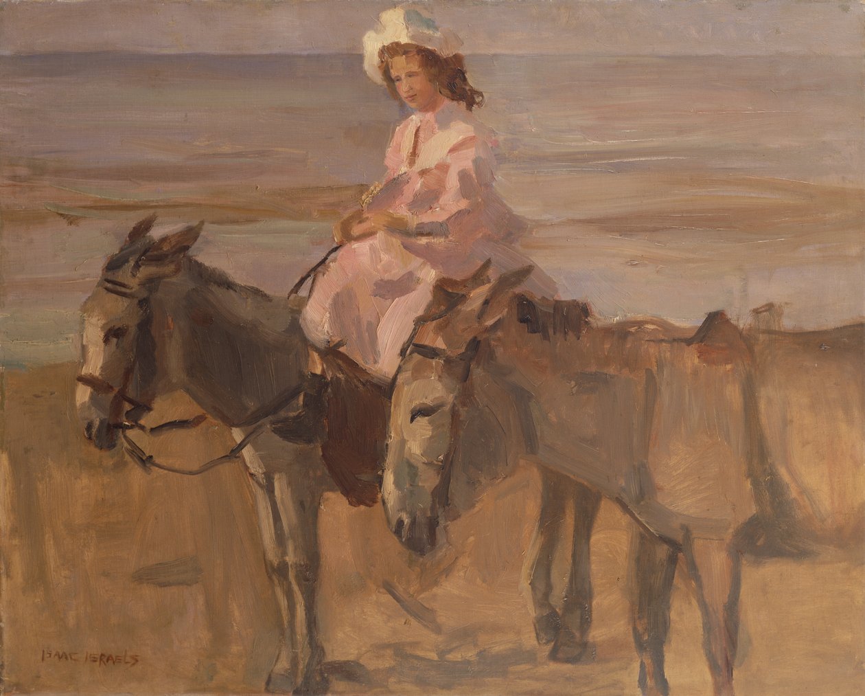 På Scheveningen-stranden (olje på lerret) av Isaac Israels