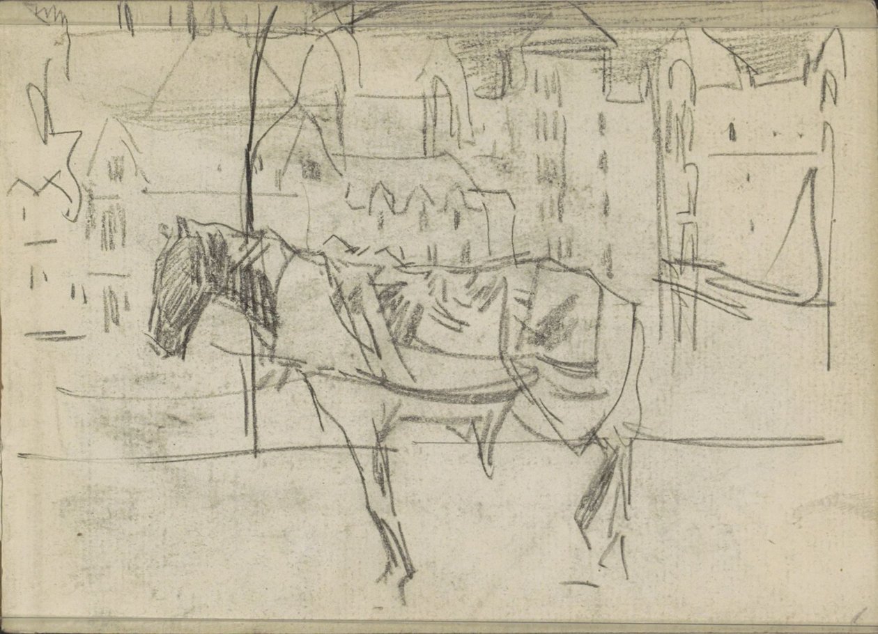 Bybilde med hest av Isaac Israels
