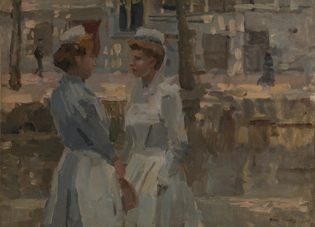To tjenestejenter ved en kanal av Isaac Israels