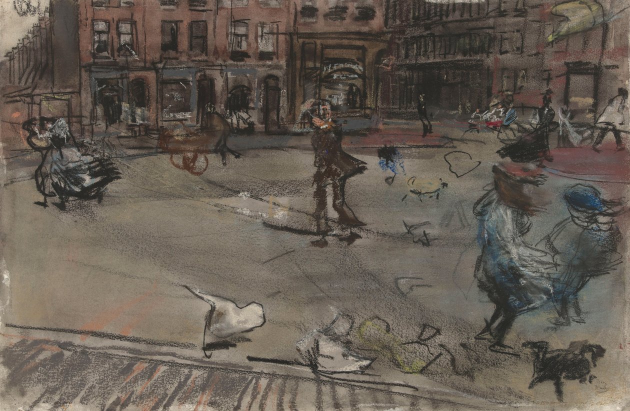 Vindkast på Dapperplein i Amsterdam av Isaac Israels