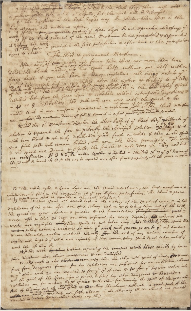 The Hunting of the Green Lyon, verso, ca.1700 av Isaac Newton