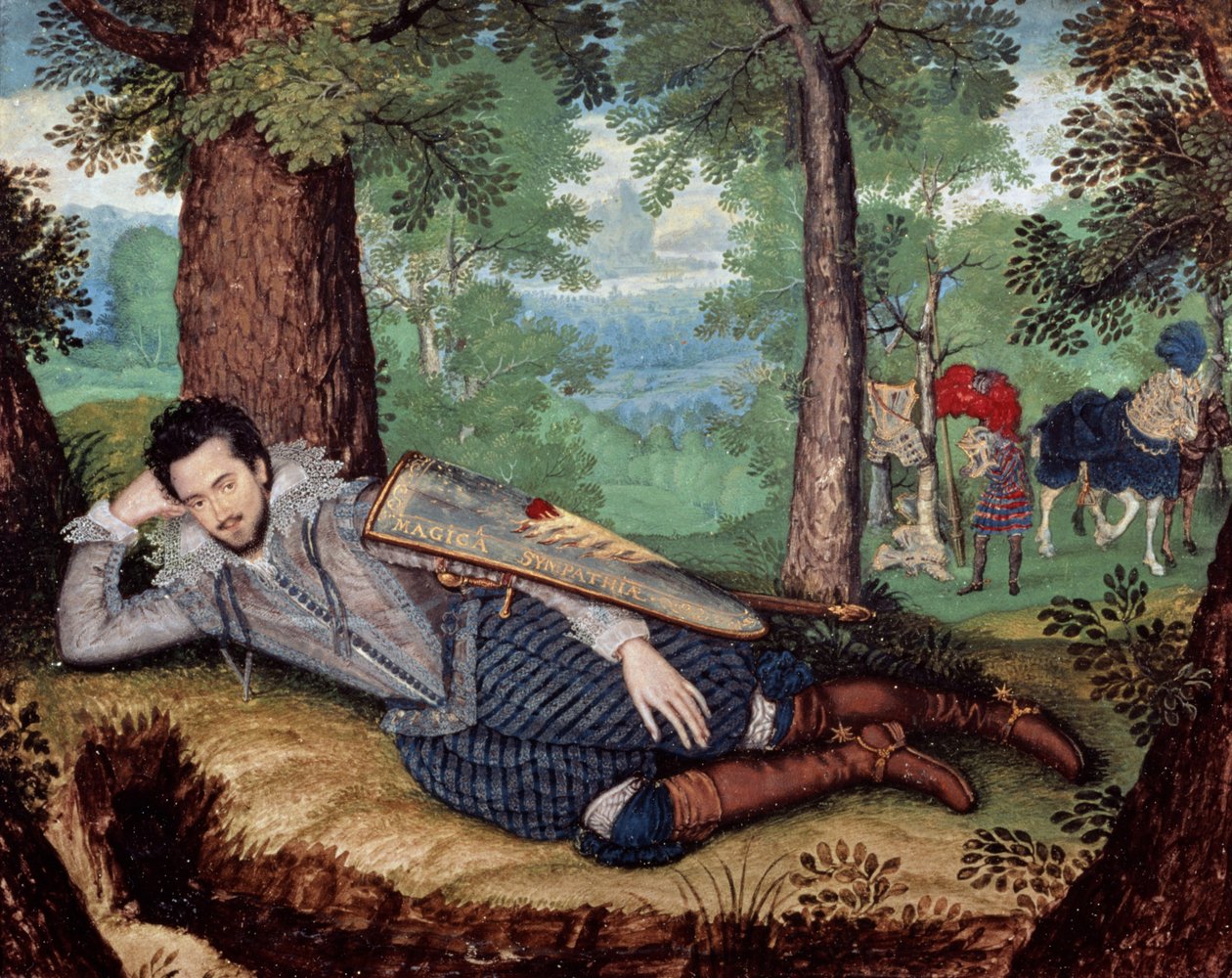 Edward Herbert, 1. baron Herbert av Cherbury, ca. 1610-14 (miniatyr) av Isaac Oliver