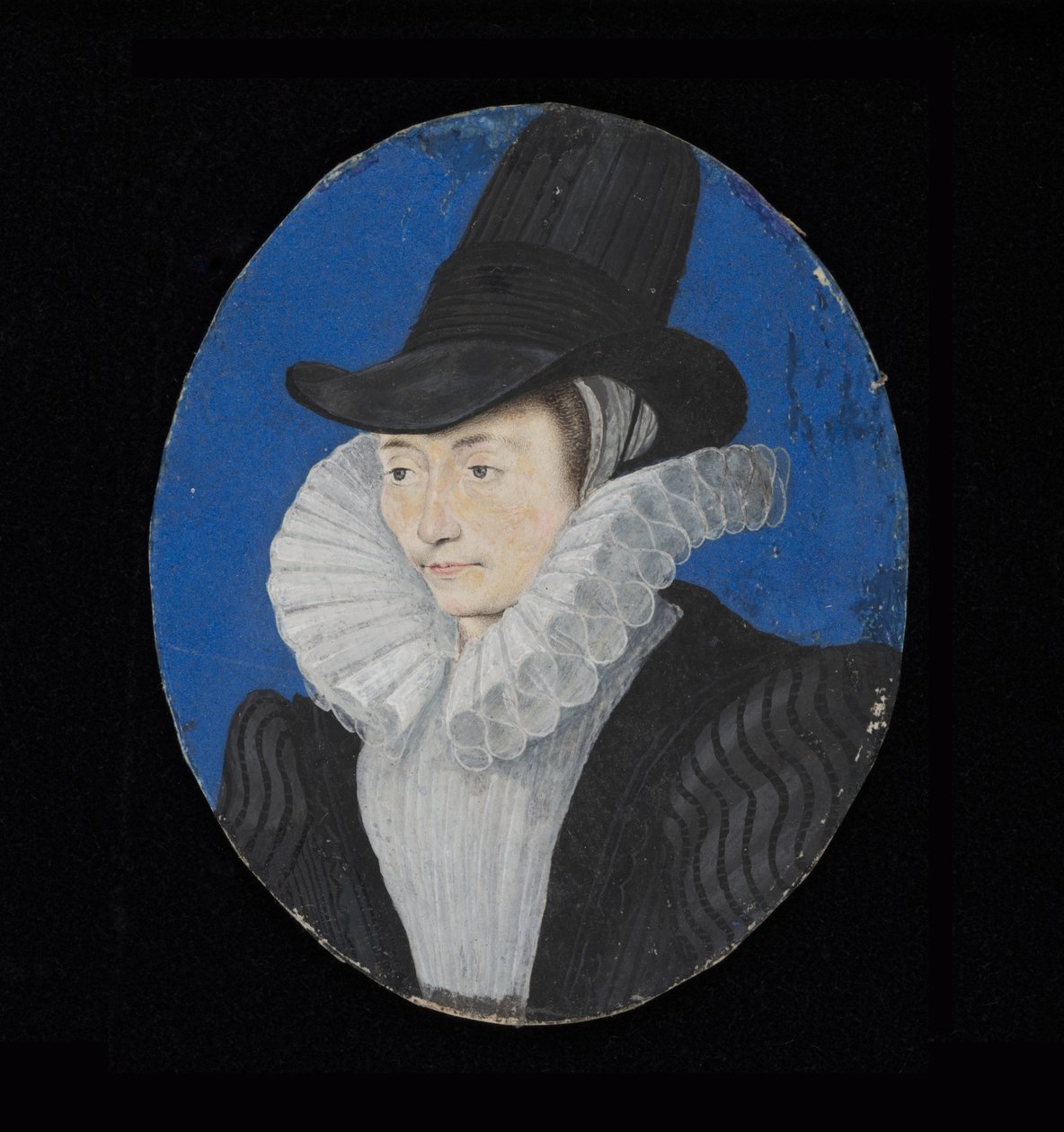 Portrettminiatyr av en ukjent dame, ca. 1590 (wc på vellum) av Isaac Oliver