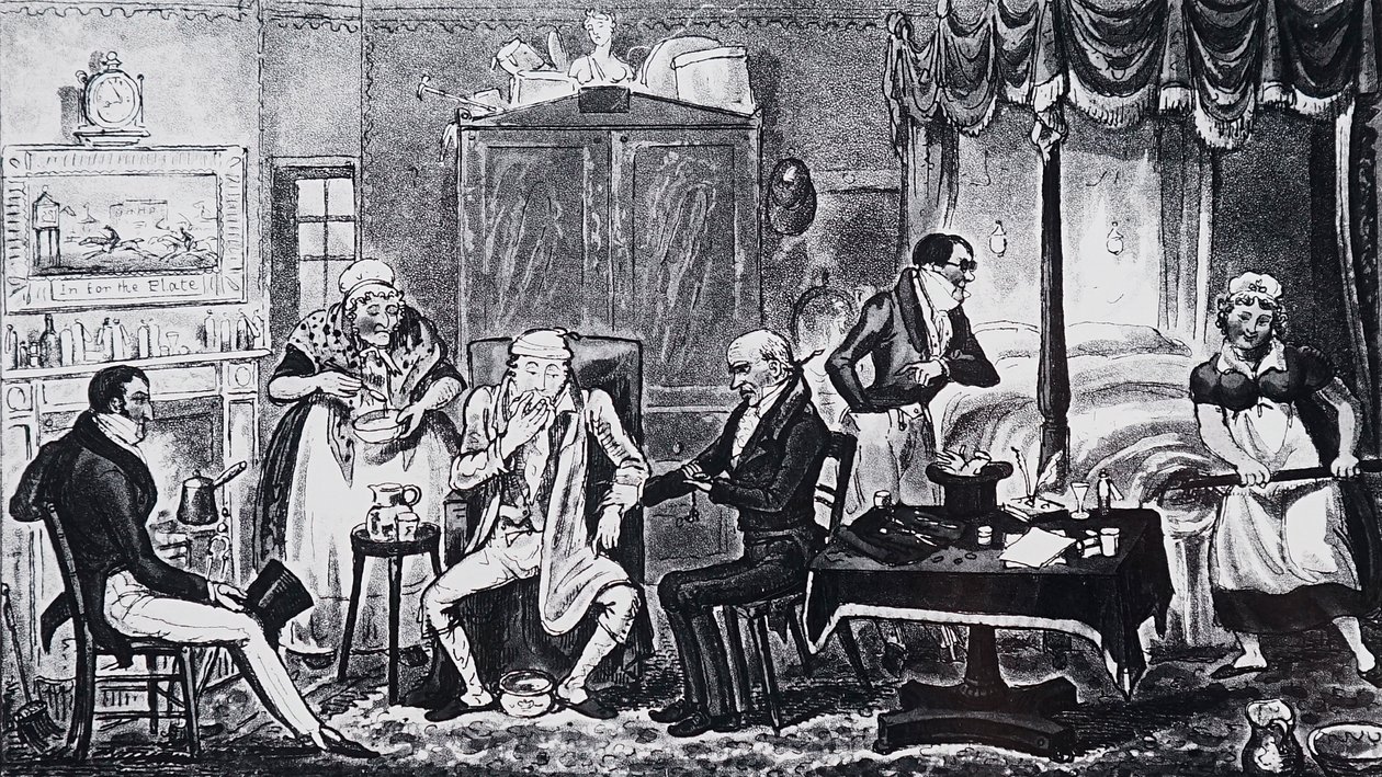 En mann som lider av virkningene av overtilfredshet av Isaac Robert Cruikshank