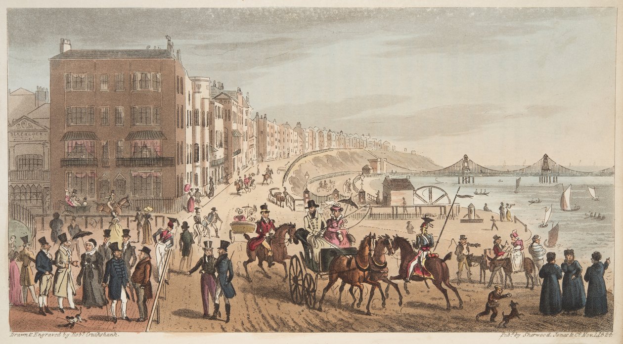 Karakterer på Steyne, Brighton, fra The English Spy publisert i 1824 av Isaac Robert Cruikshank