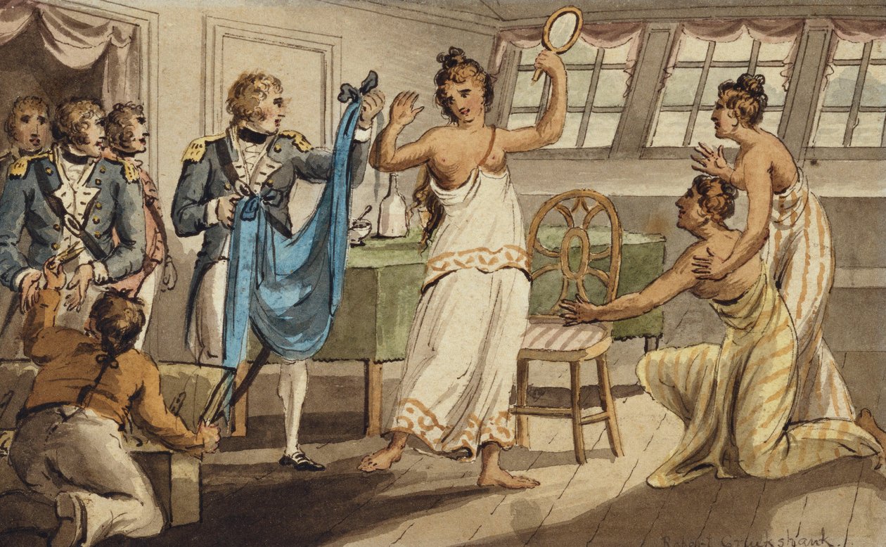Otahitiano", fra Voyages of Captain Cook av Isaac Robert Cruikshank
