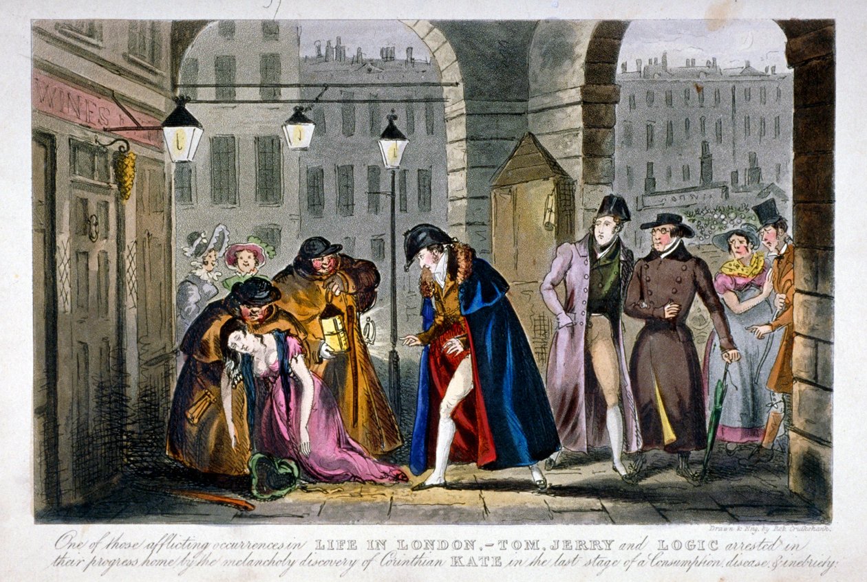Scene i Covent Garden, Westminster, London, 1830 av Isaac Robert Cruikshank