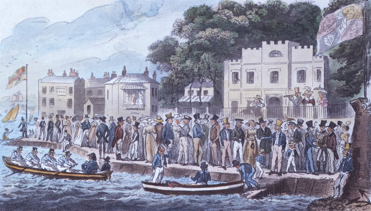 The Promenade at Cowes, 1825 av Isaac Robert Cruikshank