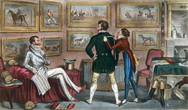 Jerry under trening for en "Swell", fra "Life in London" av Pierce Egan av Isaac Robert and George Cruikshank