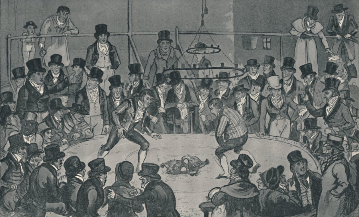At the Royal Cockpit, 1821, 1920. Kunstnere: Isaac Robert Cruikshank, George Cruikshank. av Isaac, Robert and George Cruikshank