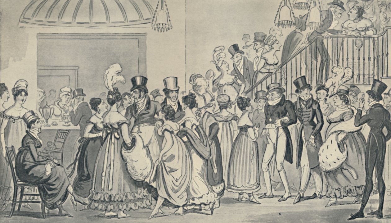 In the Saloon at Covent Garden, 1821, 1920. Kunstnere: Isaac Robert Cruikshank, George Cruikshank. av Isaac, Robert and George Cruikshank
