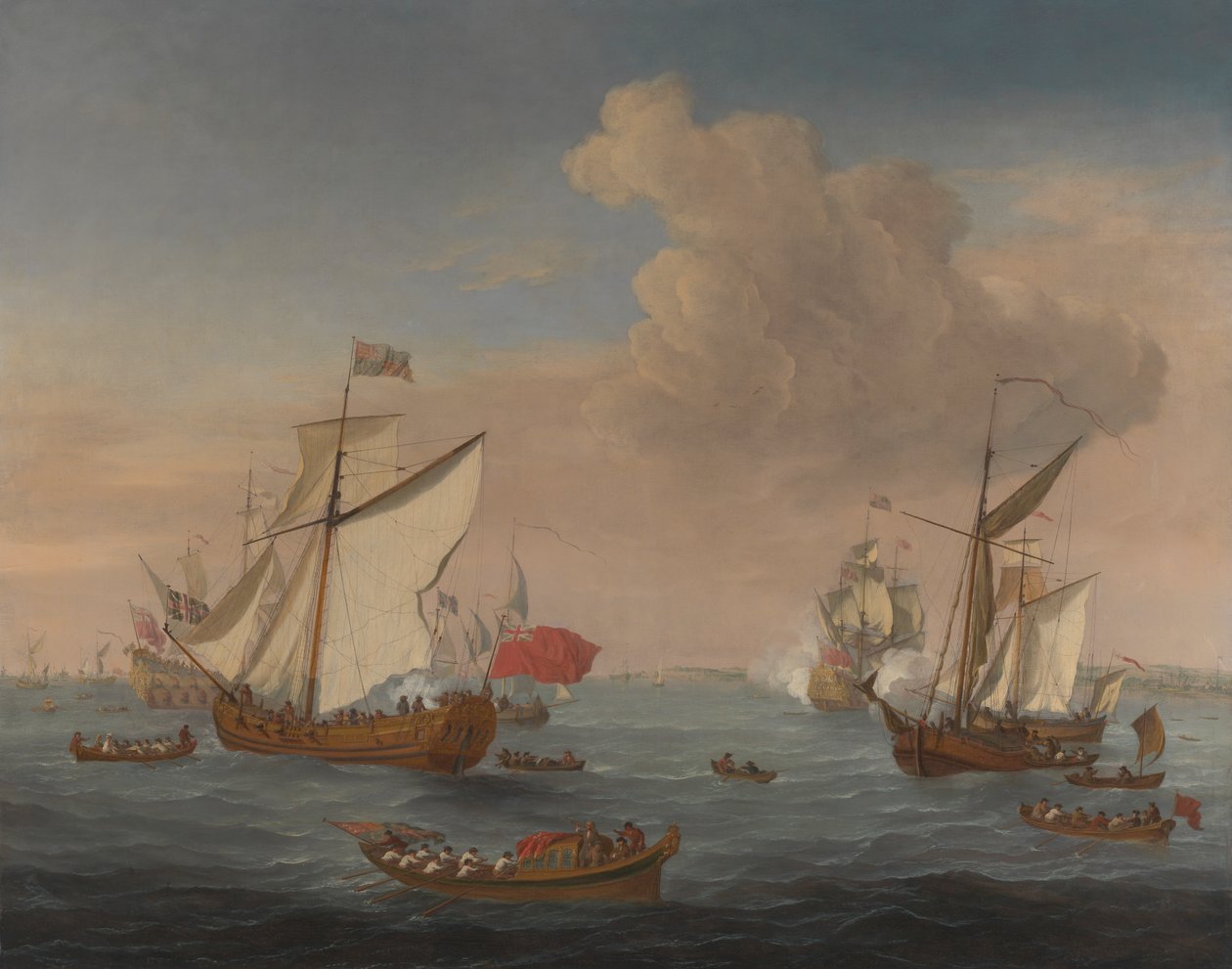 Skip i Themsens elvemunning nær Sheerness av Isaac Sailmaker