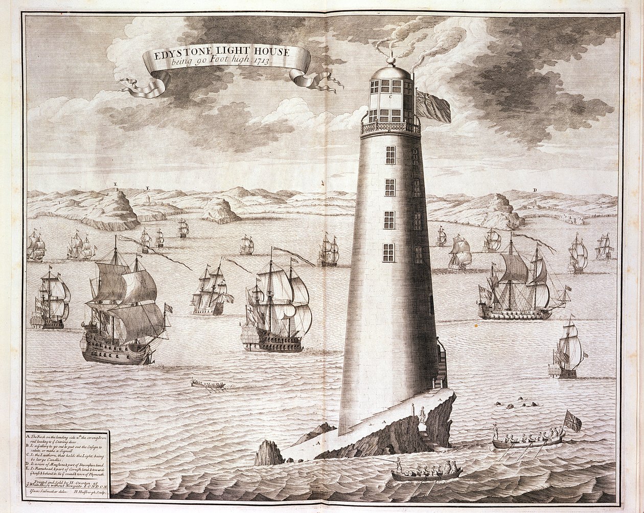 The Eddystone Lighthouse, gravert av Hendrick Hulsbergh, 1713 (se også 40669) av Isaac Sailmaker