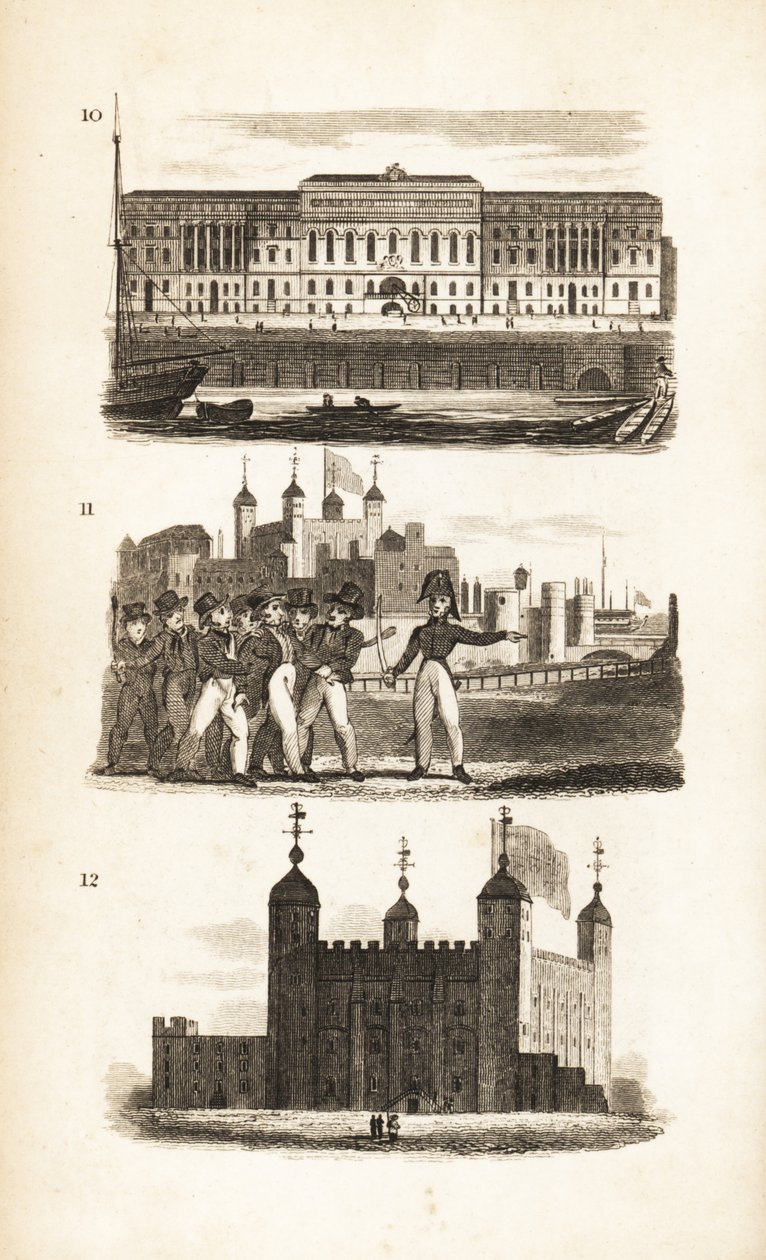 Custom House, Pressegjengen og Tower of London av Isaac Taylor