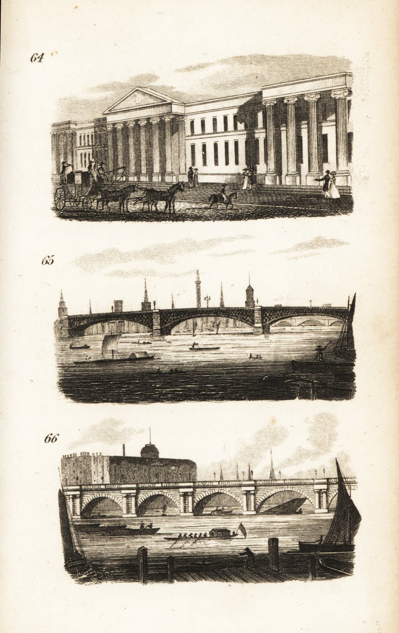 General Post-kontoret, Southwark Bridge og Waterloo Bridge av Isaac Taylor