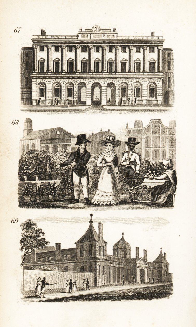 Royal Academy, Covent Garden og British Museum av Isaac Taylor