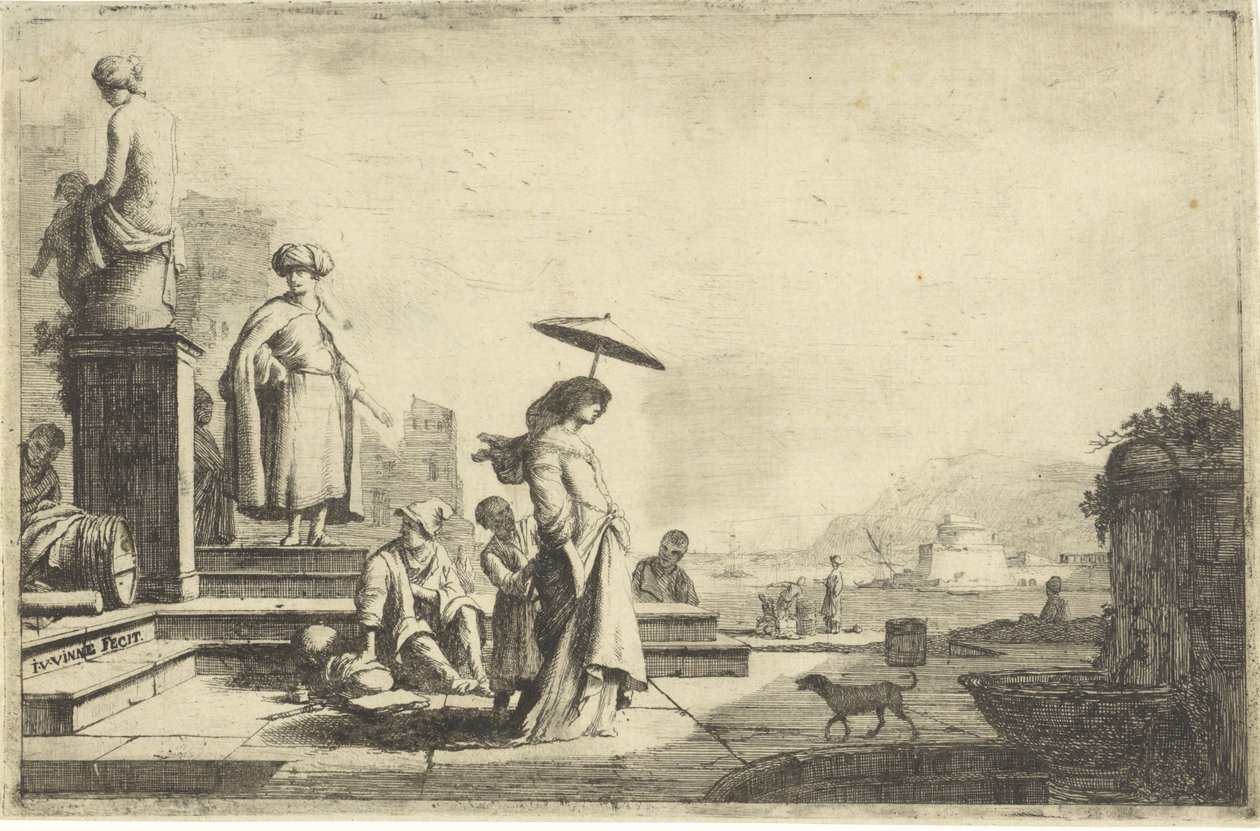 Utsikt over en middelhavshavn av Isaac Vincentsz. van der Vinne
