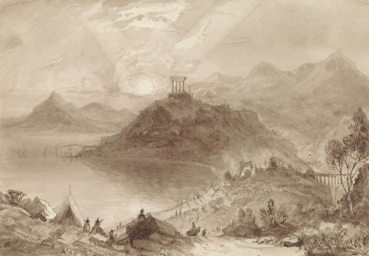 Klassisk landskap med tempel av Isaac Weld