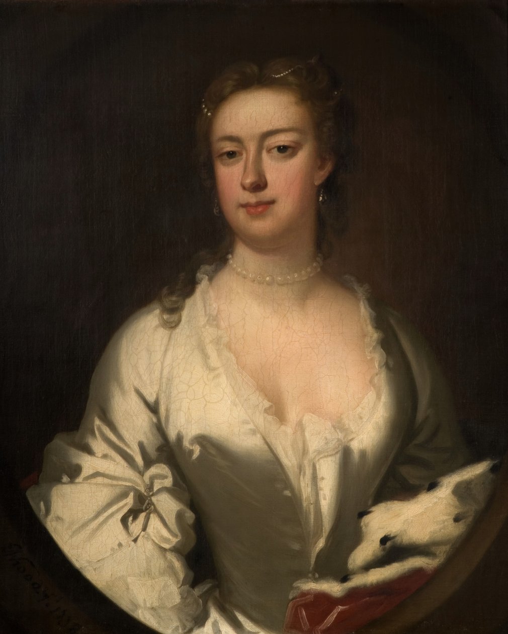 Portrett av en dame i hvitt og hermelin, 1738. av Isaac Whood