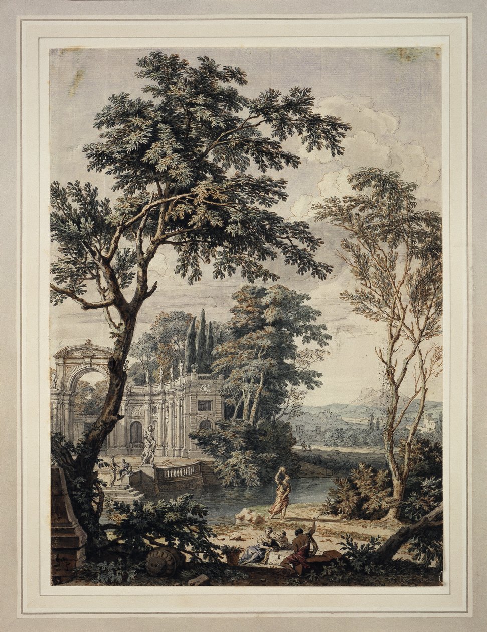 Arkadisk landskap med palassarkitektur av Isaac de Moucheron