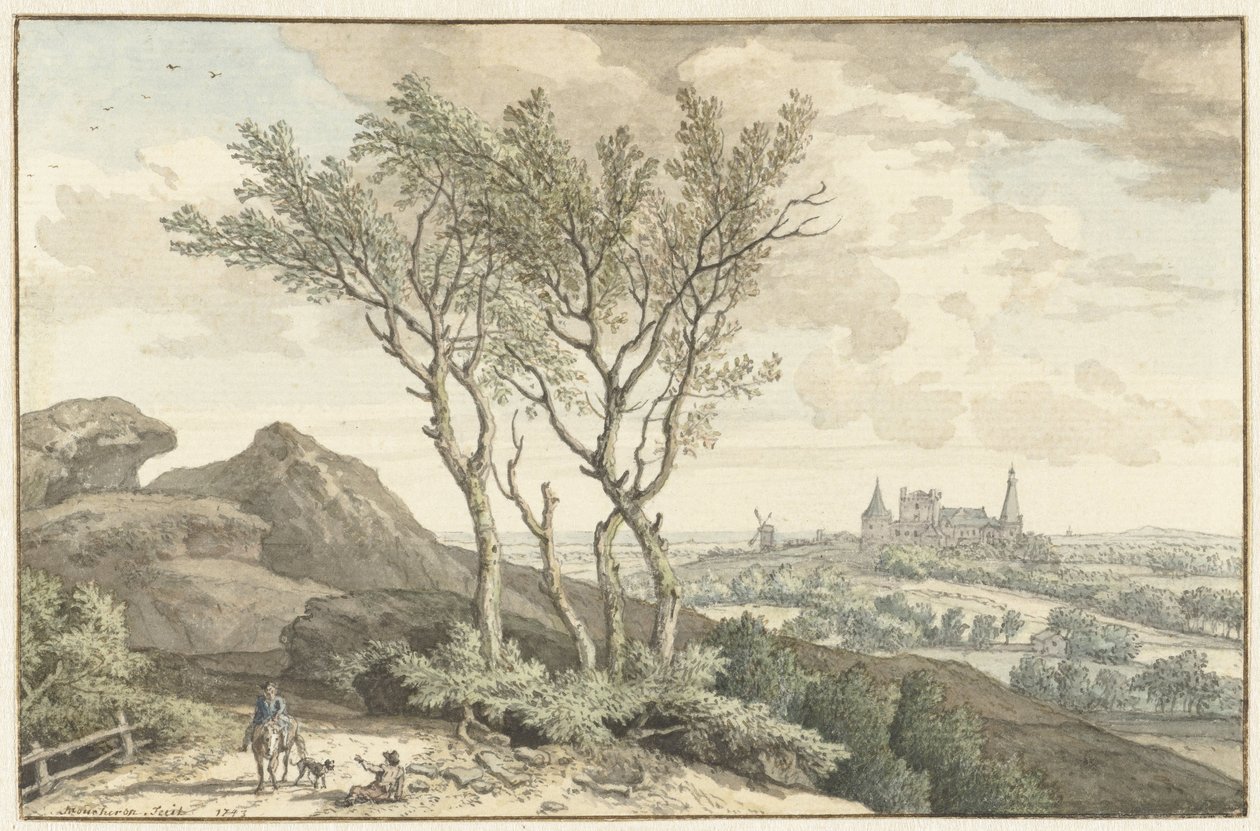 Utsikt over Bentheim slott av Isaac de Moucheron
