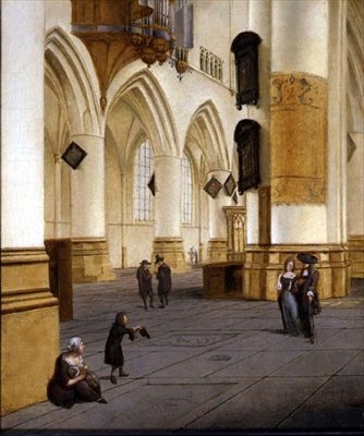 Utsikt over sørgangen til kirken St. Bavo, Haarlem av Isaac van Nickele