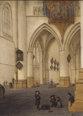 Utsikt over det sørlige ambulatoriet til kirken St. Bavo, Haarlem av Isaac van Nickele