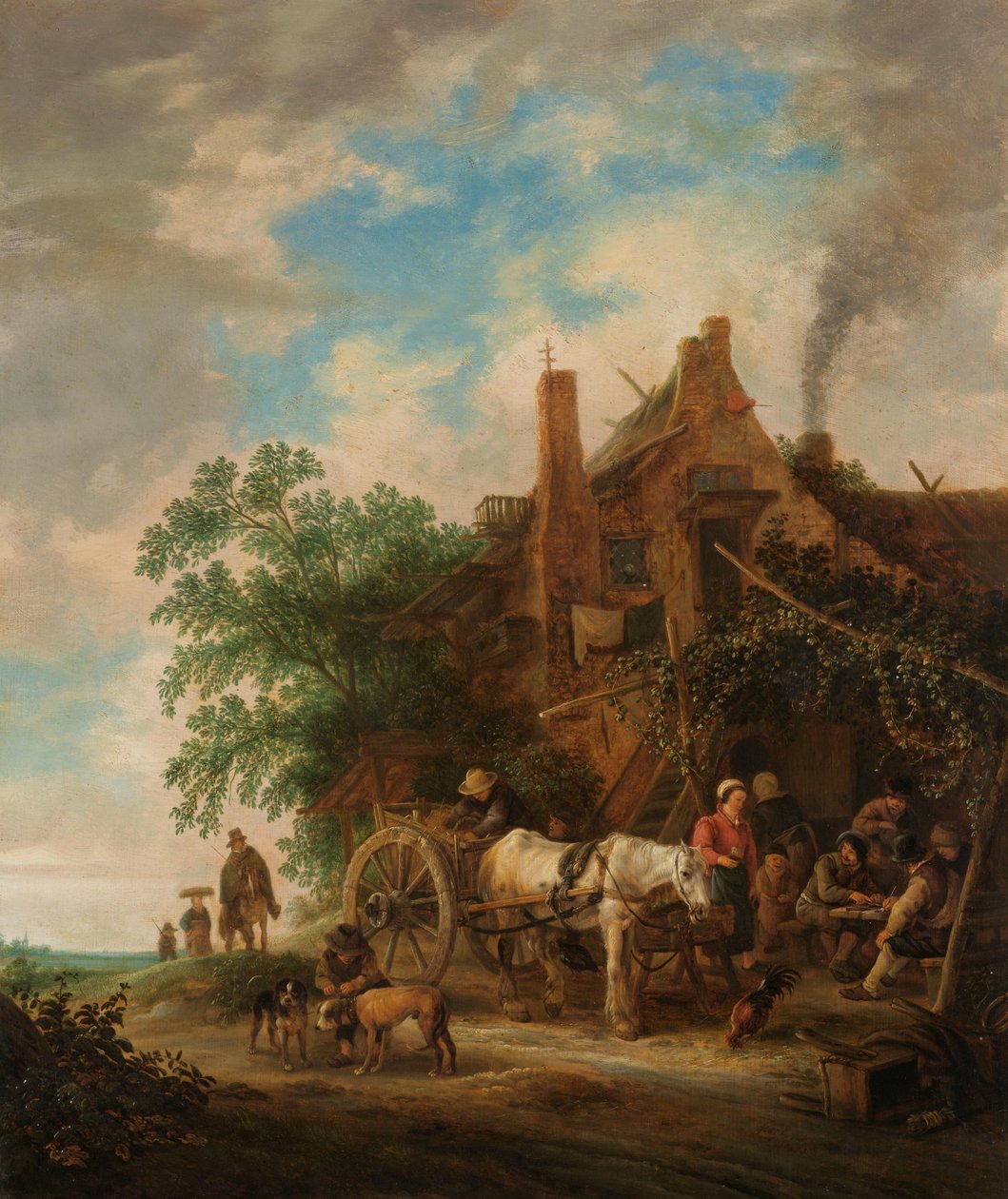 Landlig gjestgiveri med hest og vogn av Isaac van Ostade