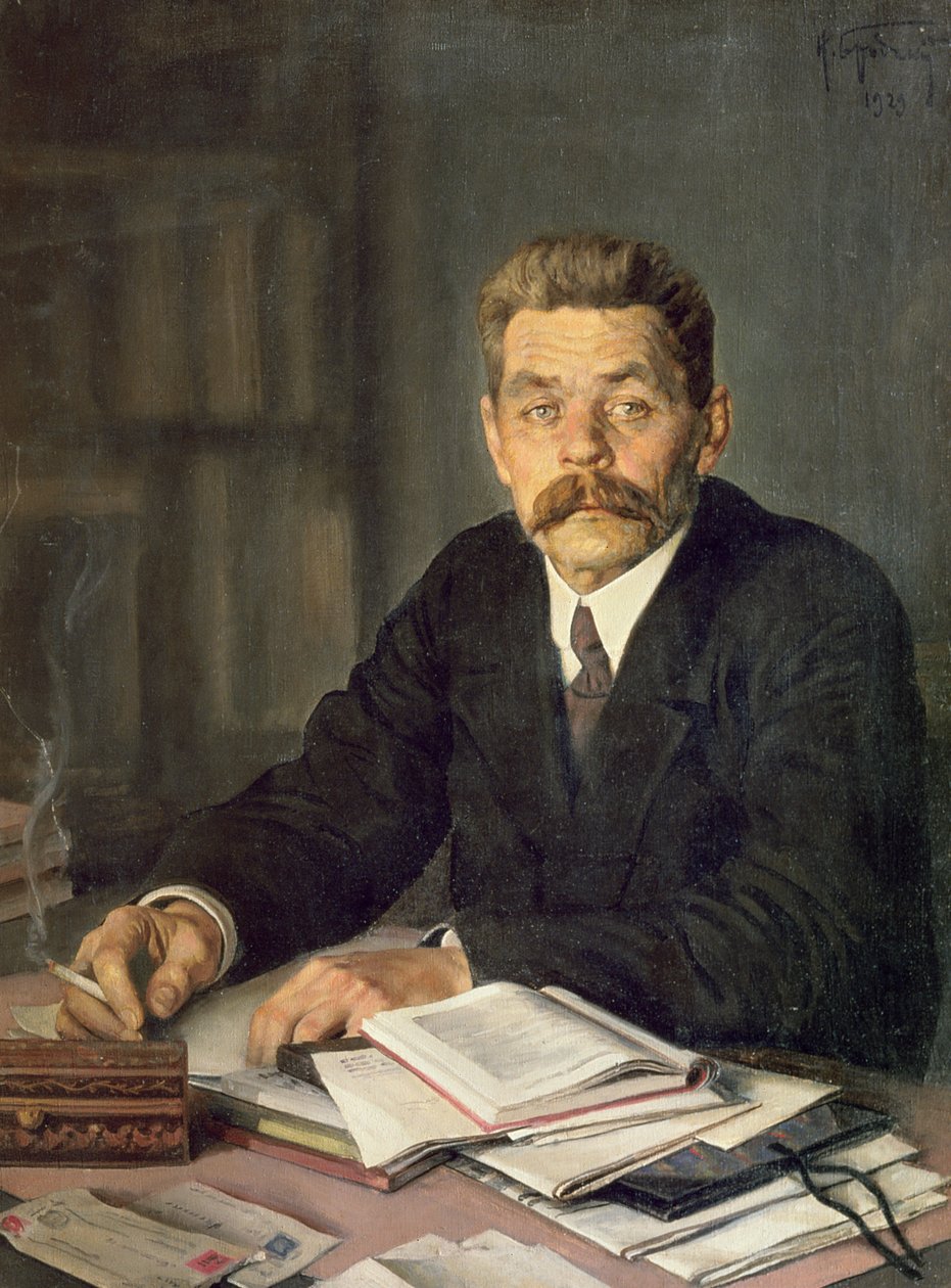 Portrett av forfatteren Maxim Gorky (1868-1939), 1929 av Isaak Israilevich Brodsky