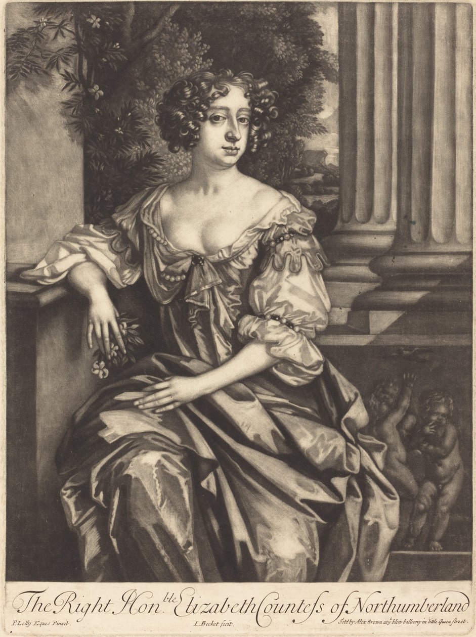 Høyre ærede Elizabeth-grevinne av Northumberland av Isaak Beckett after Sir Peter Lely