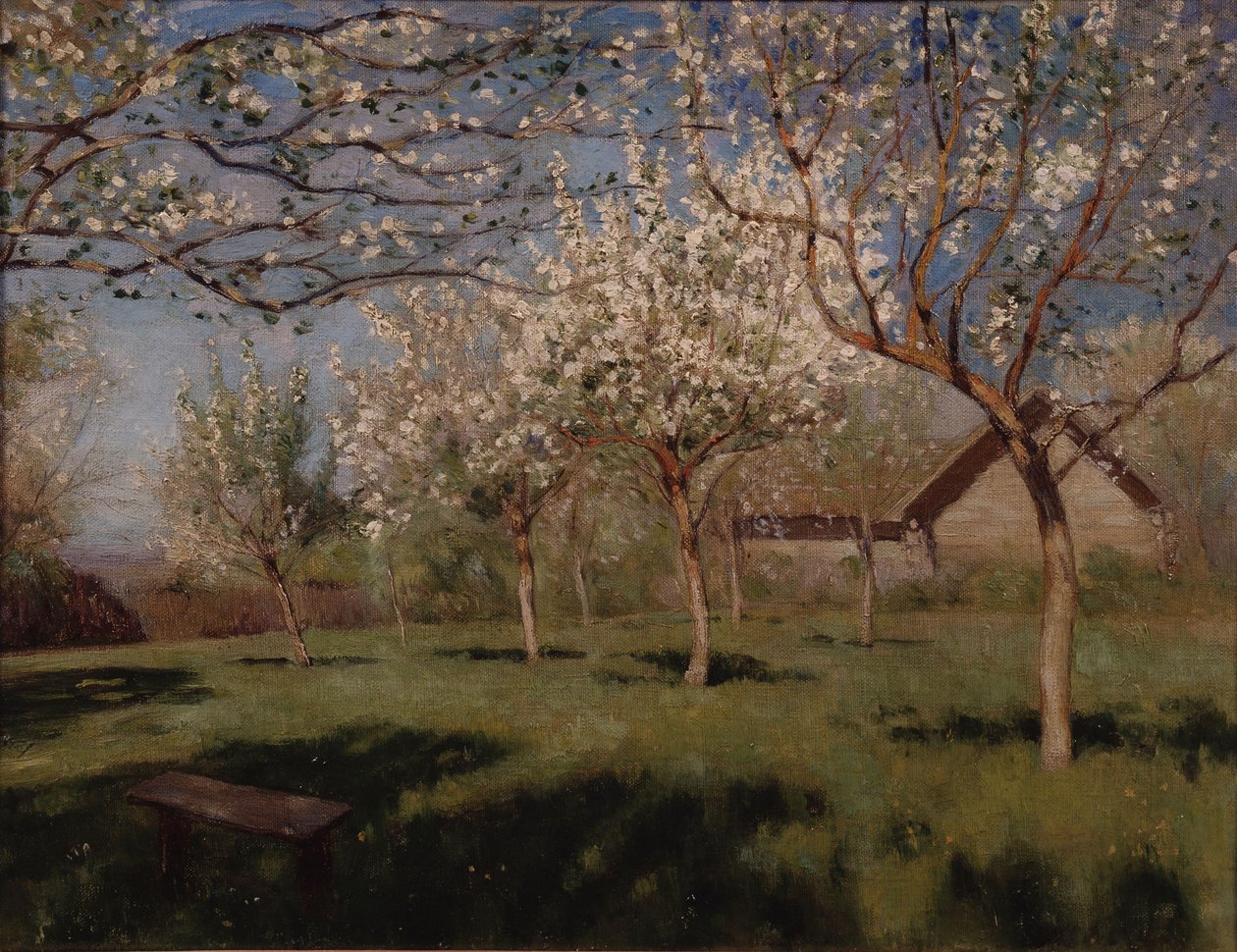 Epletrær blomstrer av Isaak Ilyich Levitan