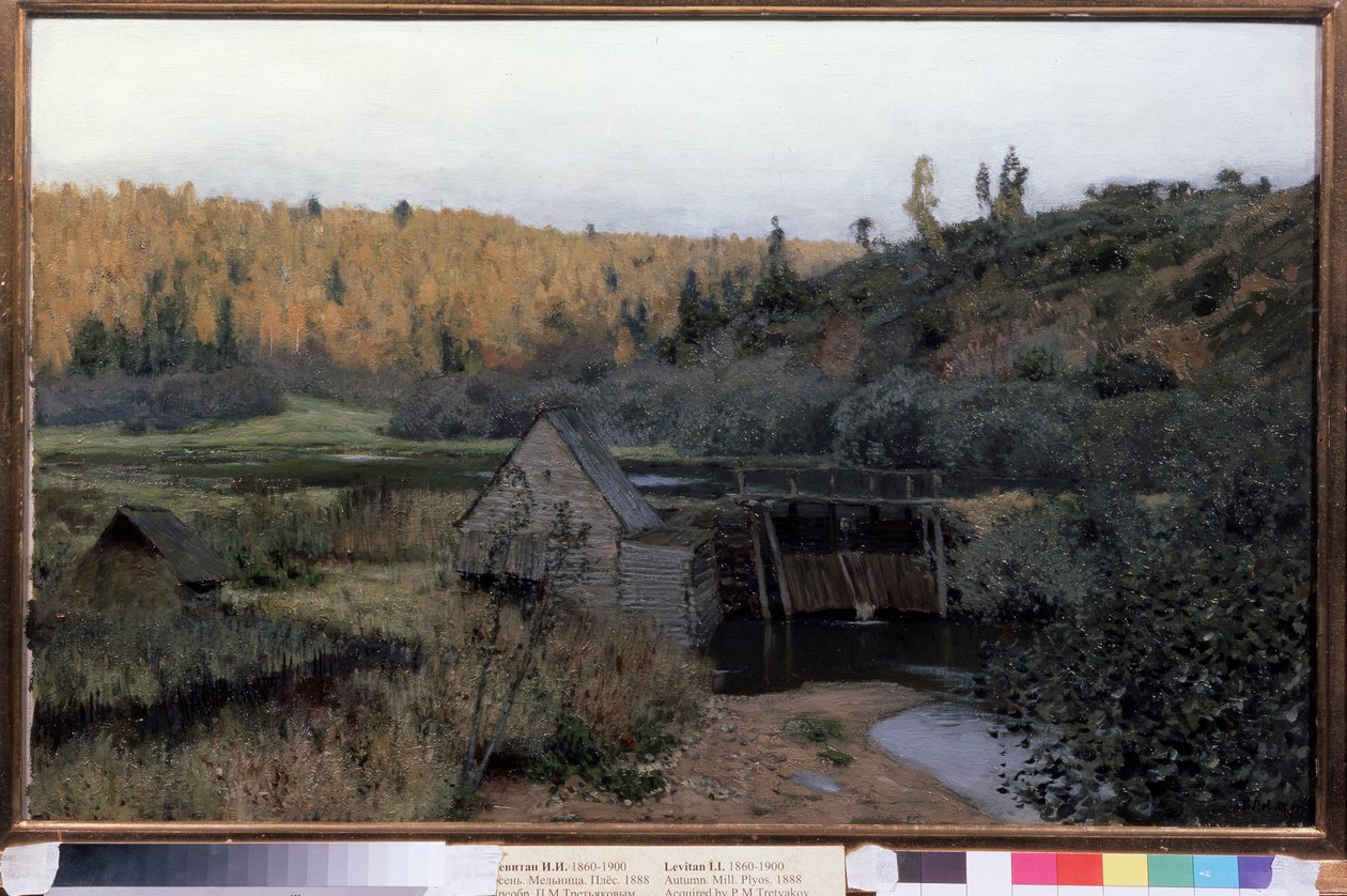 Falle. Mølle. Plios (Russland) (Høst. Mill. Plyos). Maleri av Isaac (Isaac) Ilyich Levitan (1860-1900), olje på lerret av Isaak Ilyich Levitan