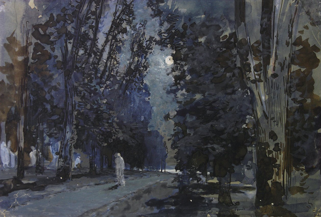 Skyggene. Måneskinnsnatt, 1880-tallet. av Isaak Ilyich Levitan