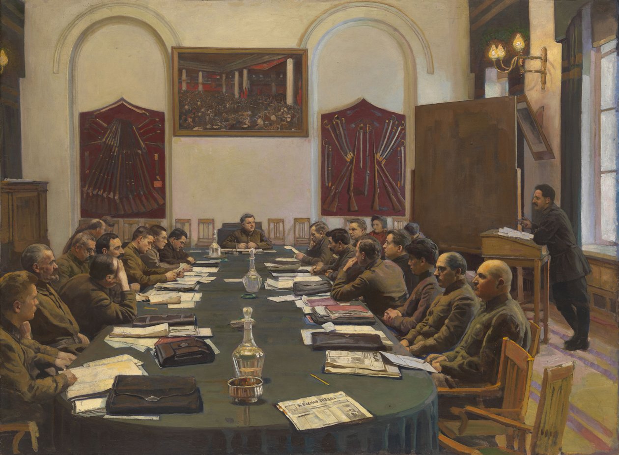 Forsamling av det revolusjonære militærrådet i USSR, ledet av Kliment Voroshilov av Isaak Israilevich Brodsky