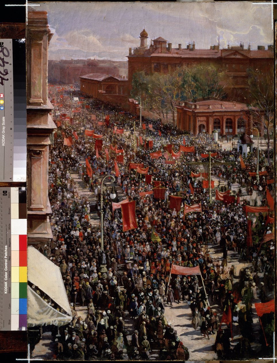 ""Parade på Nevskij-prospektet i Leningrad (Sankt Petersburg)"" Maleri av Isaak Izrailevich Brodsky (Brodsky) (1884-1939) (sosialistisk realisme) 1930 Statens russiske museum St. Petersburg av Isaak Israilevich Brodsky