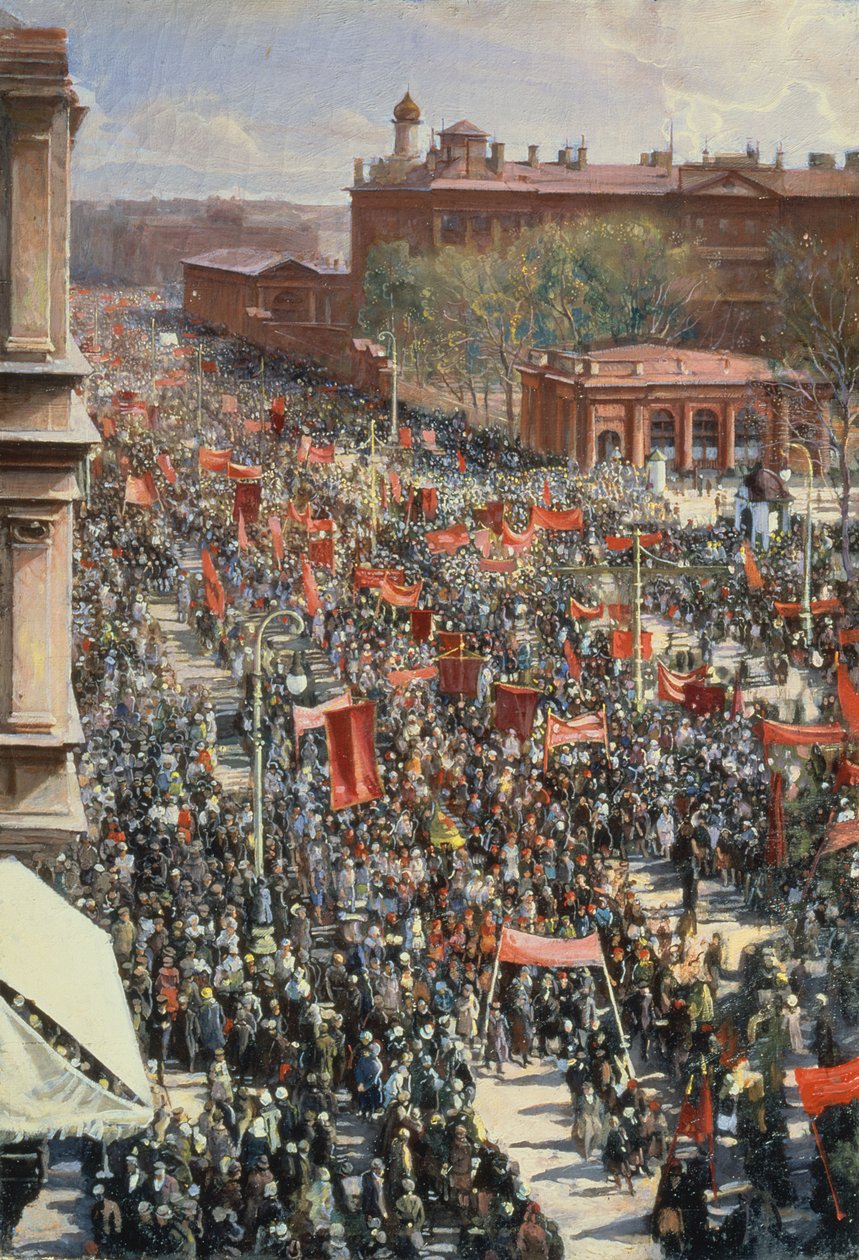Demonstrasjon på 25. oktober aveny, skisse for 1934-maleriet i Tretyakov Gallery, 1930 av Isaak Israilevich Brodsky
