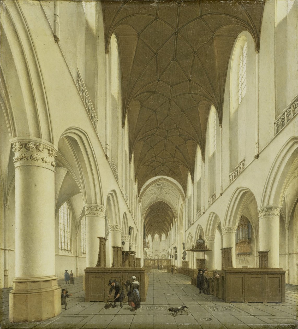 Interiøret i Saint Bavos kirke i Haarlem av Isaak van Nickelen