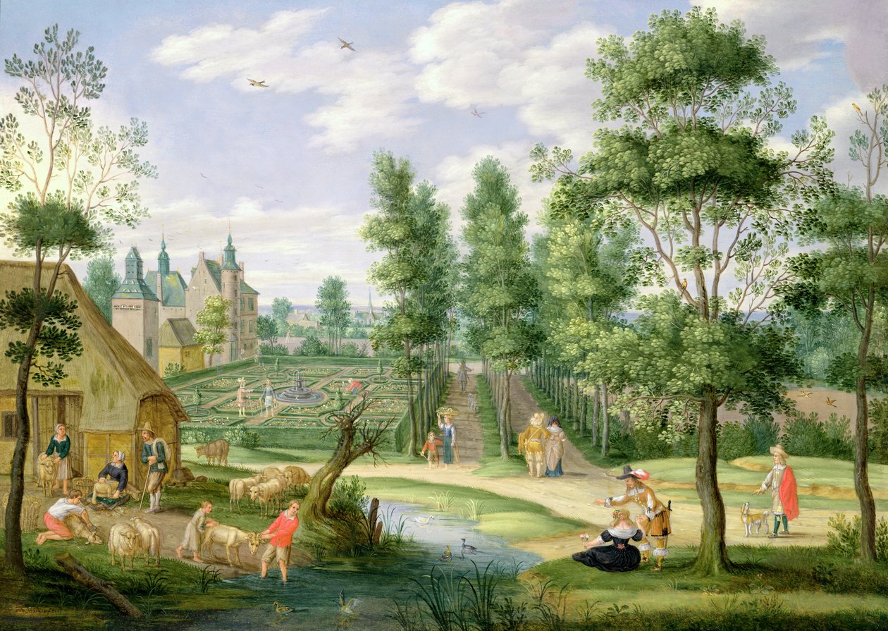 Figurer på eiendommen til et landsted (olje på kobber) av Isaak van Oosten