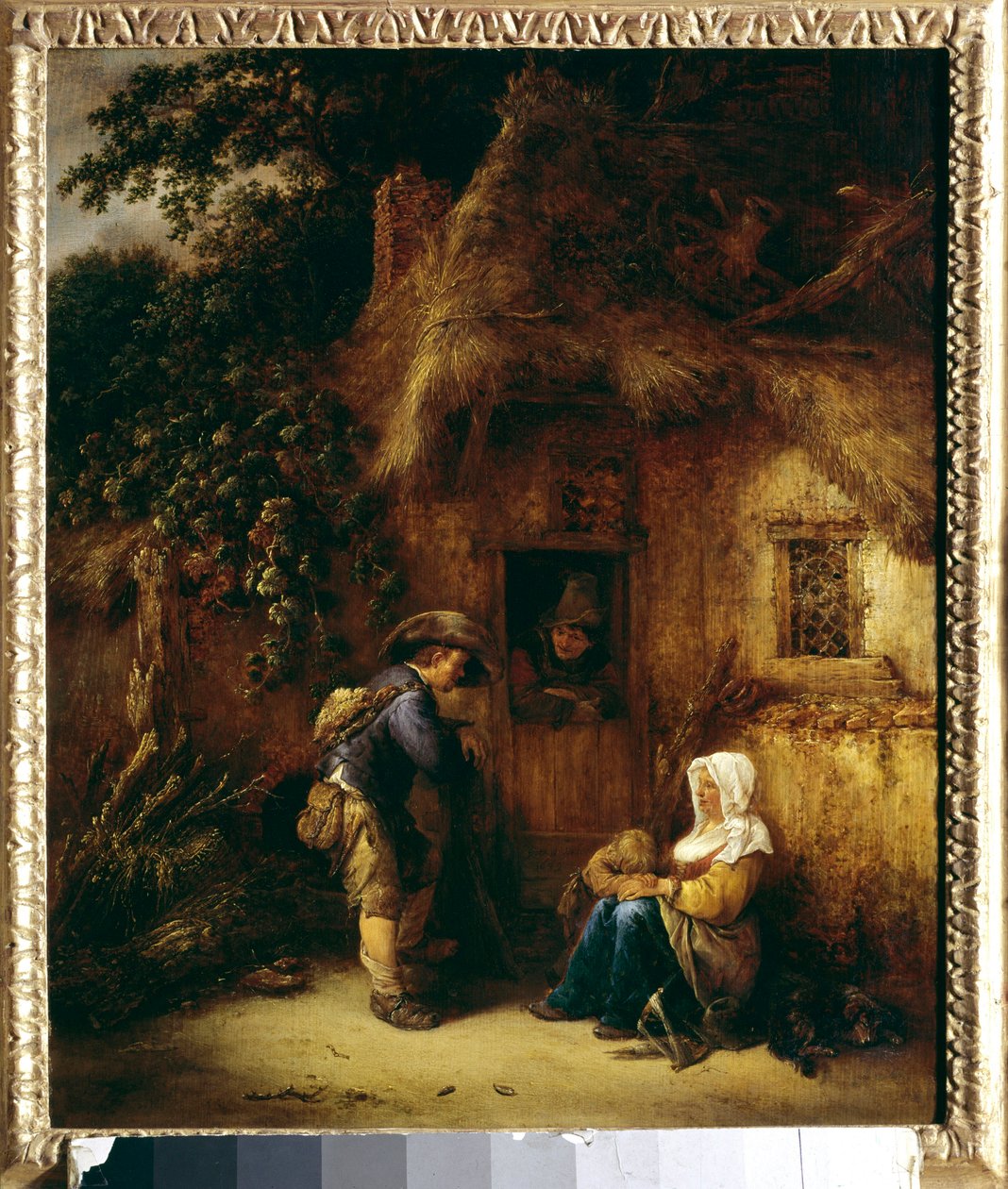 Samtale foran et bondehus. Maleri av Isaac Van Ostade (1621-1649) av Isack van Ostade