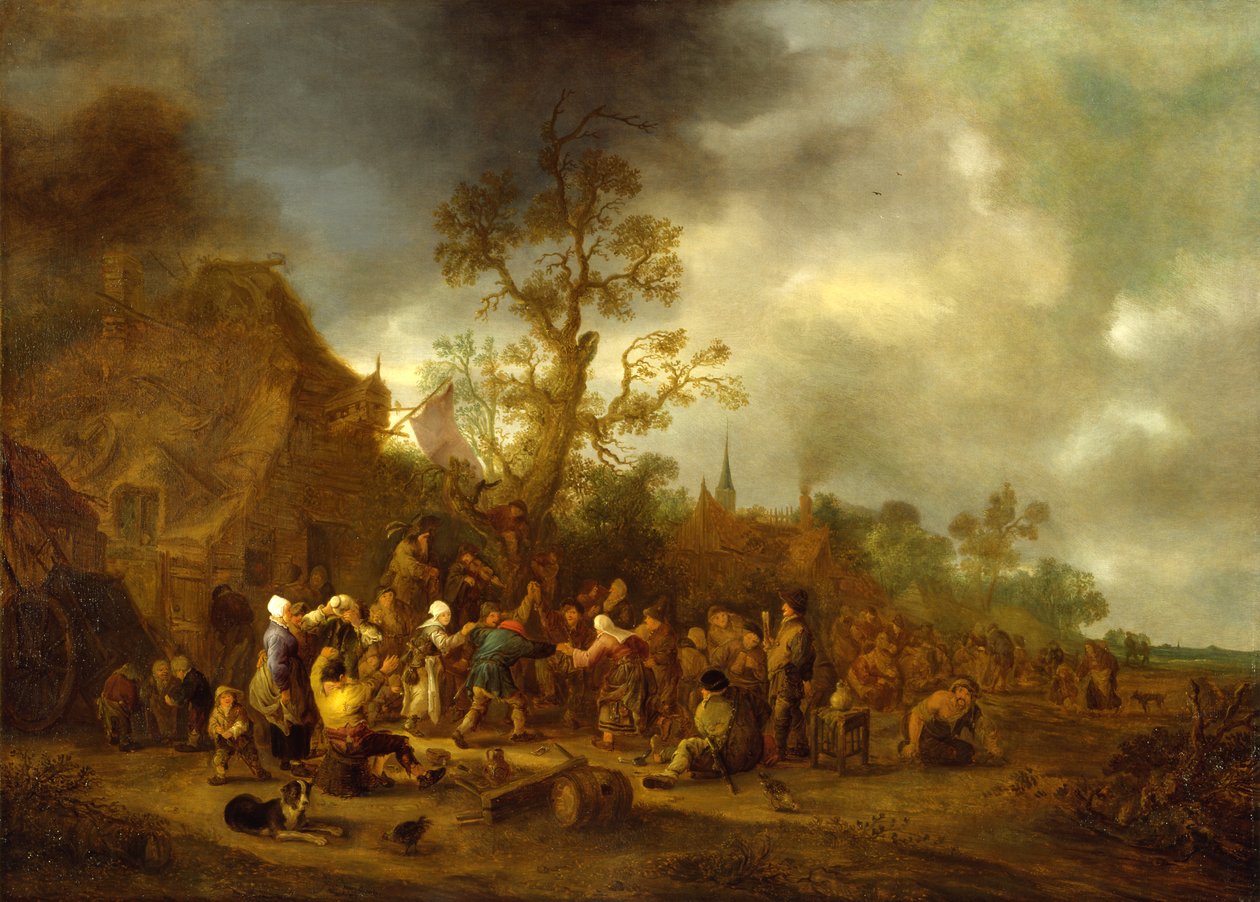 Bønder Merrymaking utenfor et vertshus, 1642 av Isack van Ostade