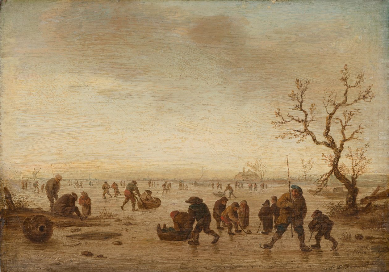 Skaters on the Ice, ca. 1642-45 (olje på eiketre) av Isack van Ostade