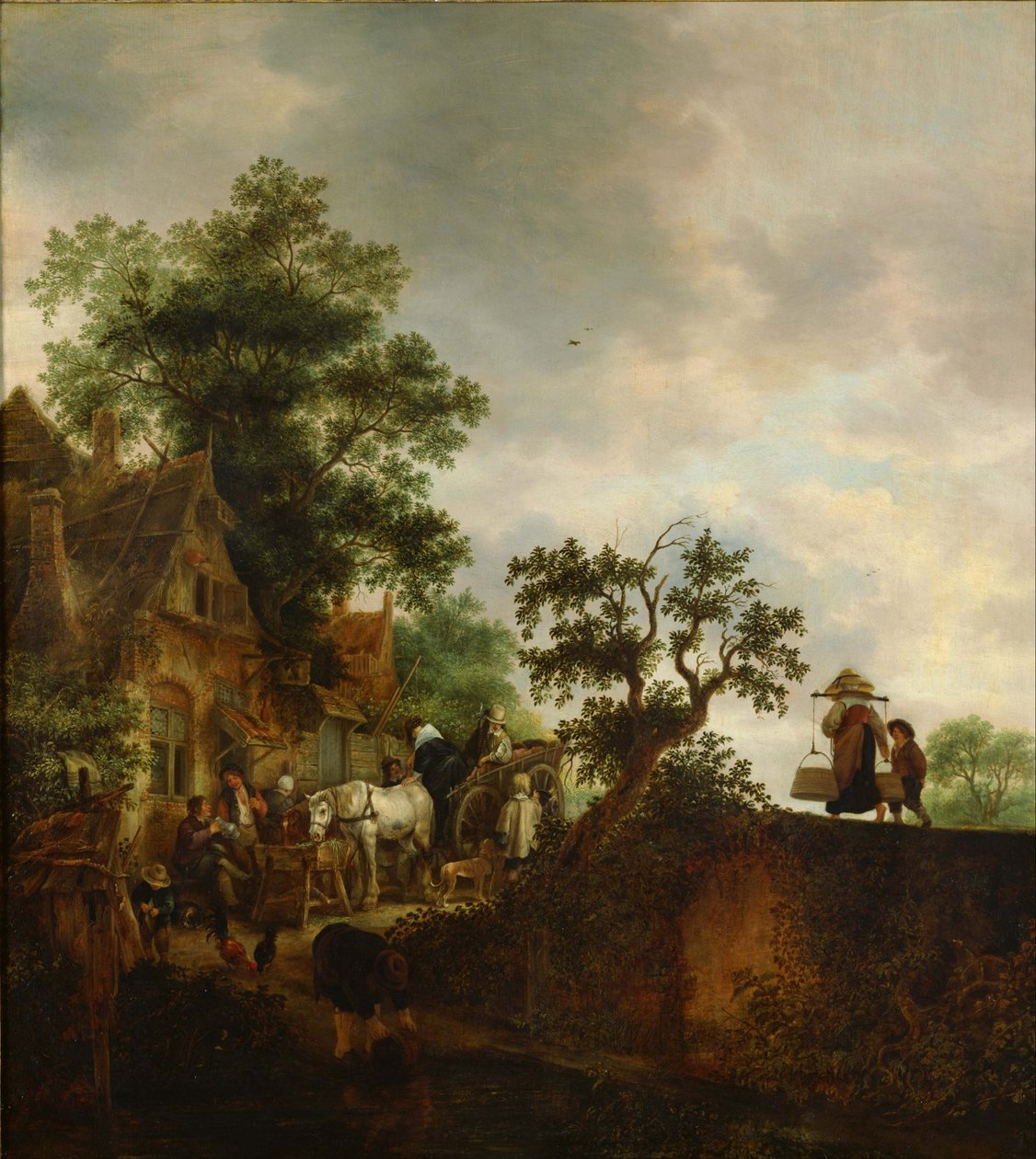 ""Reisende som stopper ved et vertshus på veien"" Maleri av Isaac van ostade (1621-1649) 1645 National Museum of Western Art, Tokyo Japan av Isack van Ostade