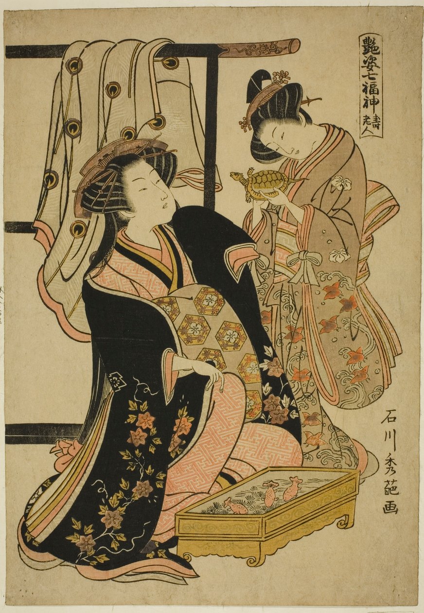Jurojin, fra serien "The Seven Gods of Good Fortune (Adesugata Shichifukujin)" av Ishikawa Toyonobu